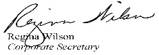 regina wilson's signature